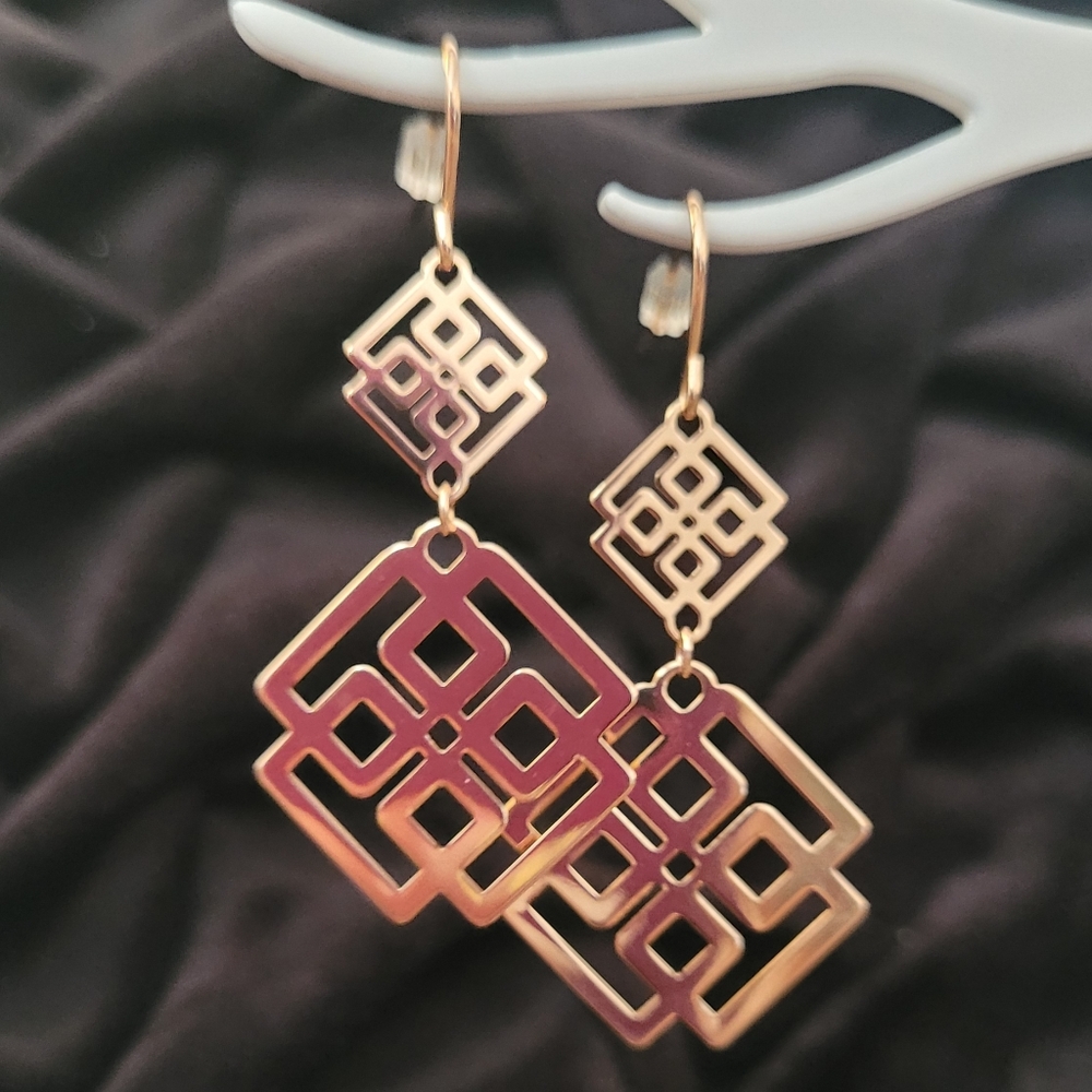 ORIGAMI OWL ROSE GOLD GEOMETRIC DANGLE EARRINGS
